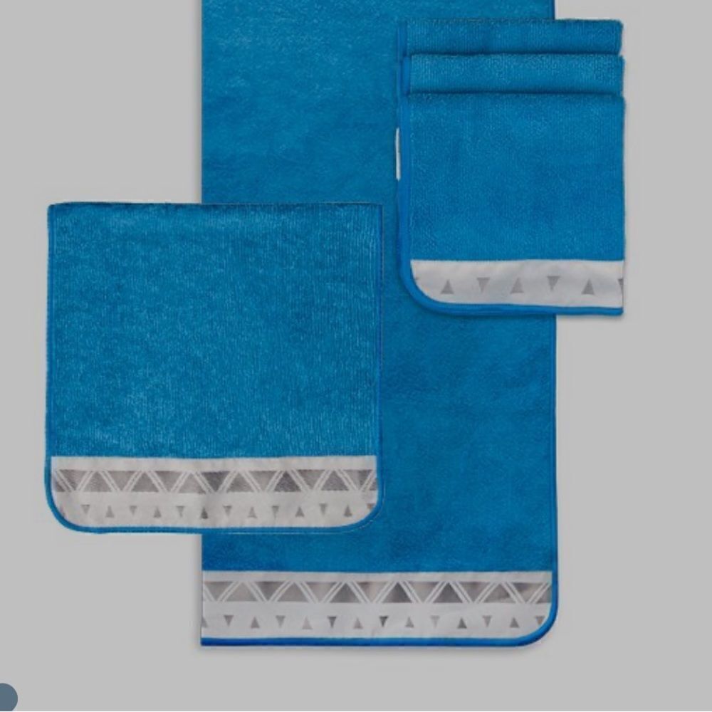 Norwex Bath Towel, Hand Towel and Set of 3 Body and Face Cloths Marine NWOT